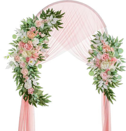 Wedding Arch Flowers, Artificial Flowers for Decoration, Large Flower Swag for Boho Styles Wedding Ceremony Floral Decor - Pack of 2