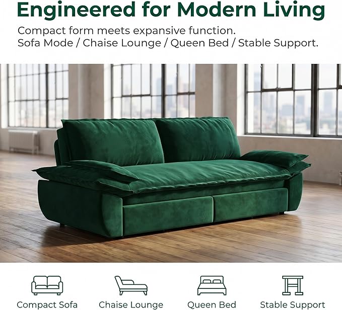 73.2" Sofa Bed Queen, 3-in-1 Pull Out Sofa Bed - Image 7