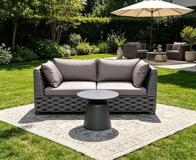 TWT 3-Piece Woven Rope Patio Furniture Set, 2 Outdoor Armchairs by TWT