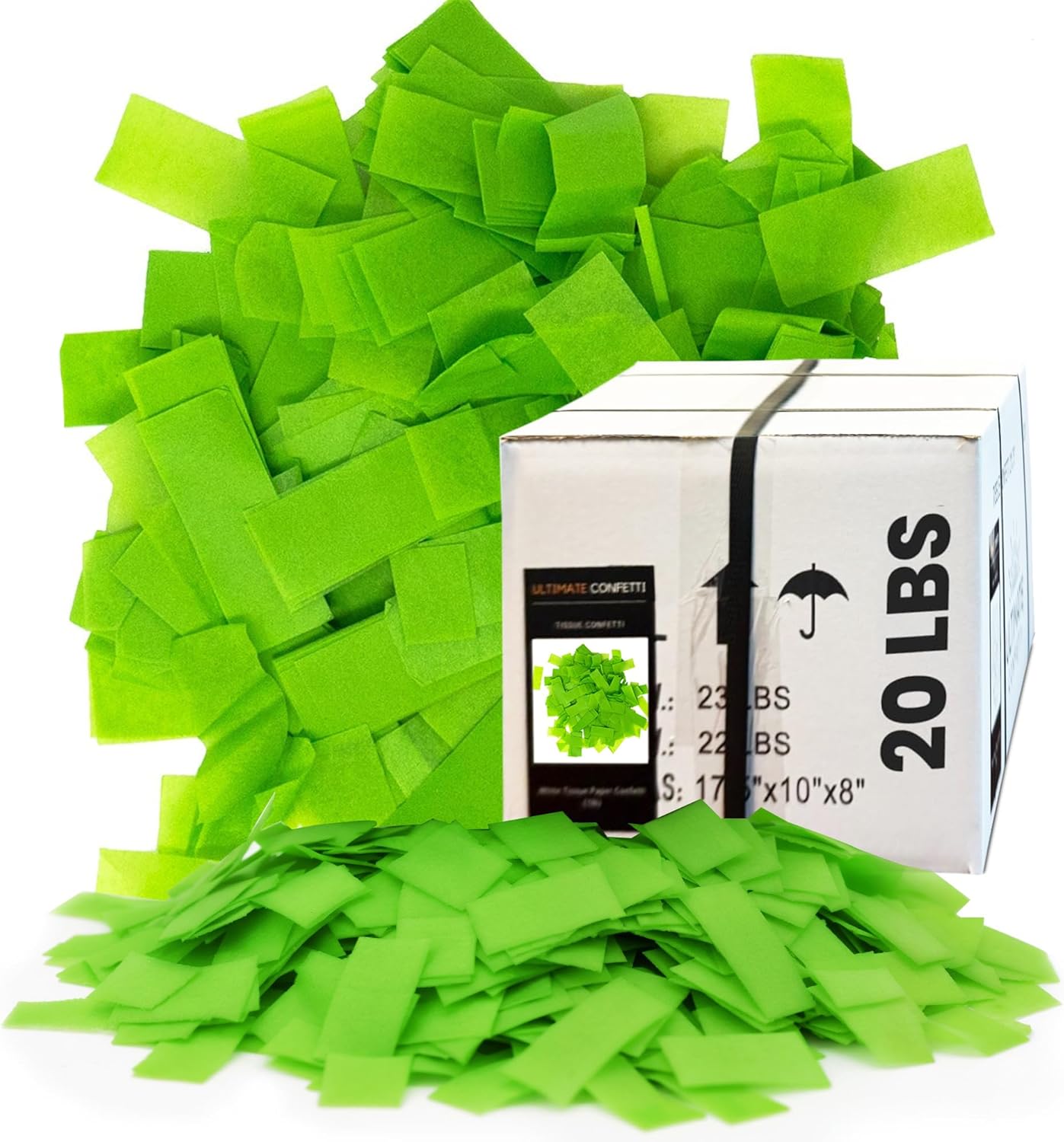 Ultimate Confetti, Light Green Biodegradable Confetti - Rectangular Flame-Resistant Tissue Paper Confetti for Cannon and Launcher use – Best for Gender Reveal, Parties, and Concerts - 20 lb, 320 oz