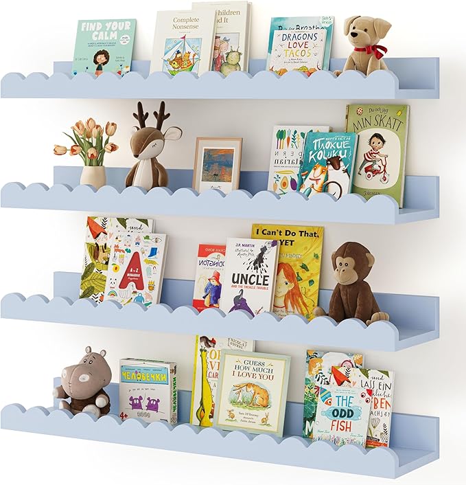Shario Nursery Book Shelves, Scalloped Shelves, Wall Book Shelves by Shario