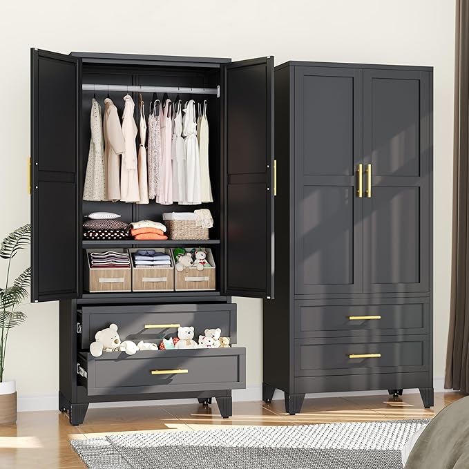 erosoei Metal Armoire Wardrobe Closet, 71 "Metal Clothing Storage Cabinet - Image 8