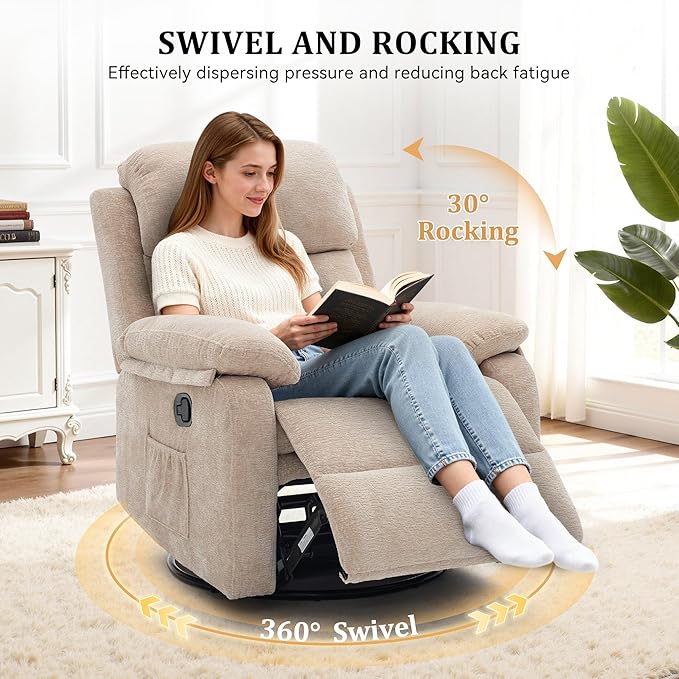 Korser Recliner Chair, 360 Swivel Rocker Chair - Image 3