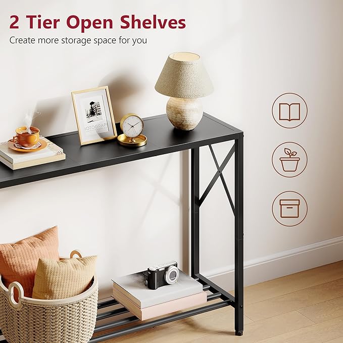 Tajsoon Console Table, 2-Tier Entryway Table, 41.8”L Narrow Sofa Tables - Image 5