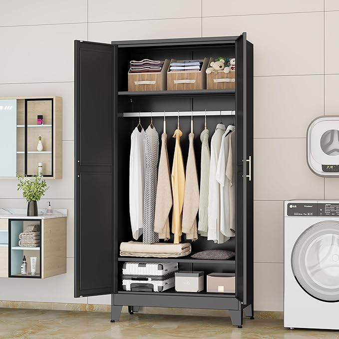 erosoei 71 "Metal Armoire Wardrobe Closet, Steel Clothing Storage Cabinet - Image 7