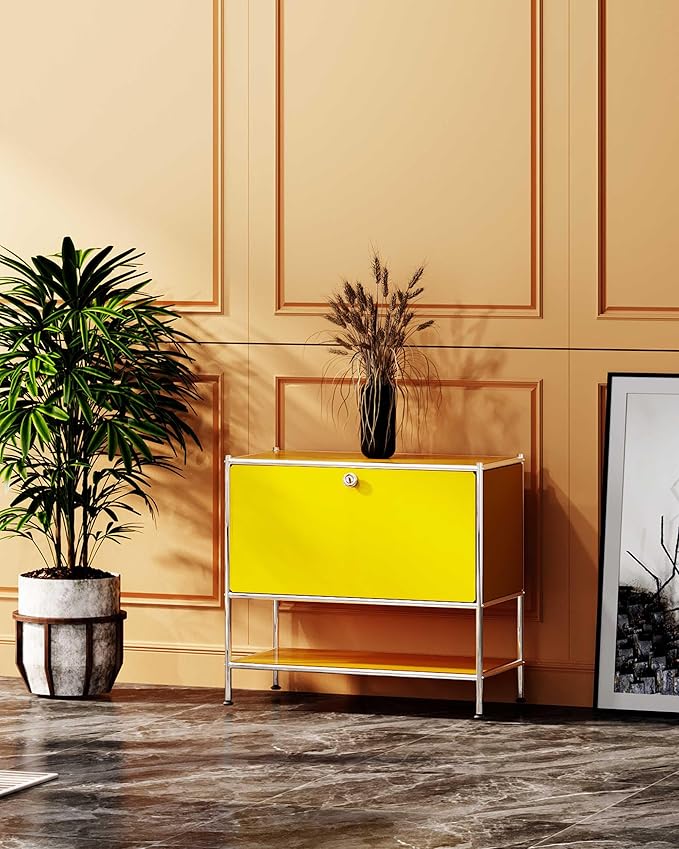 Metal Sidetable with Flap Door, 27.5" Height - Image 7