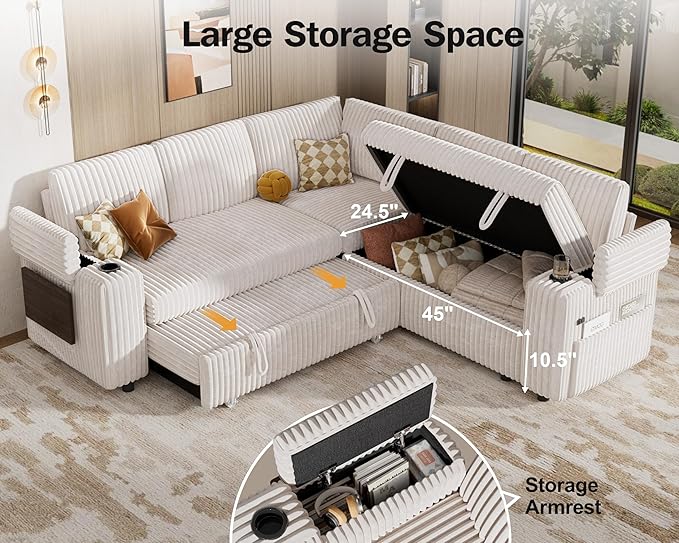 Vipbear 86" Modular Sectional Sleeper Sofa - Image 5