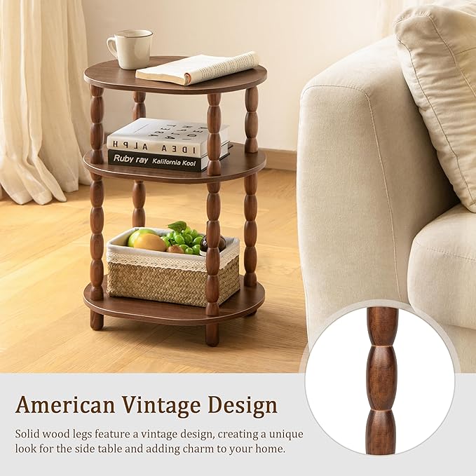 MaxSmeo Small Side Table, 3-Tier Small End Table, Modern Oval Night Stand - Image 6