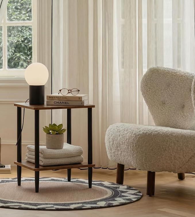 FORAOFUR End Table with Charge Station, Small End Tables Living Room, - Image 2