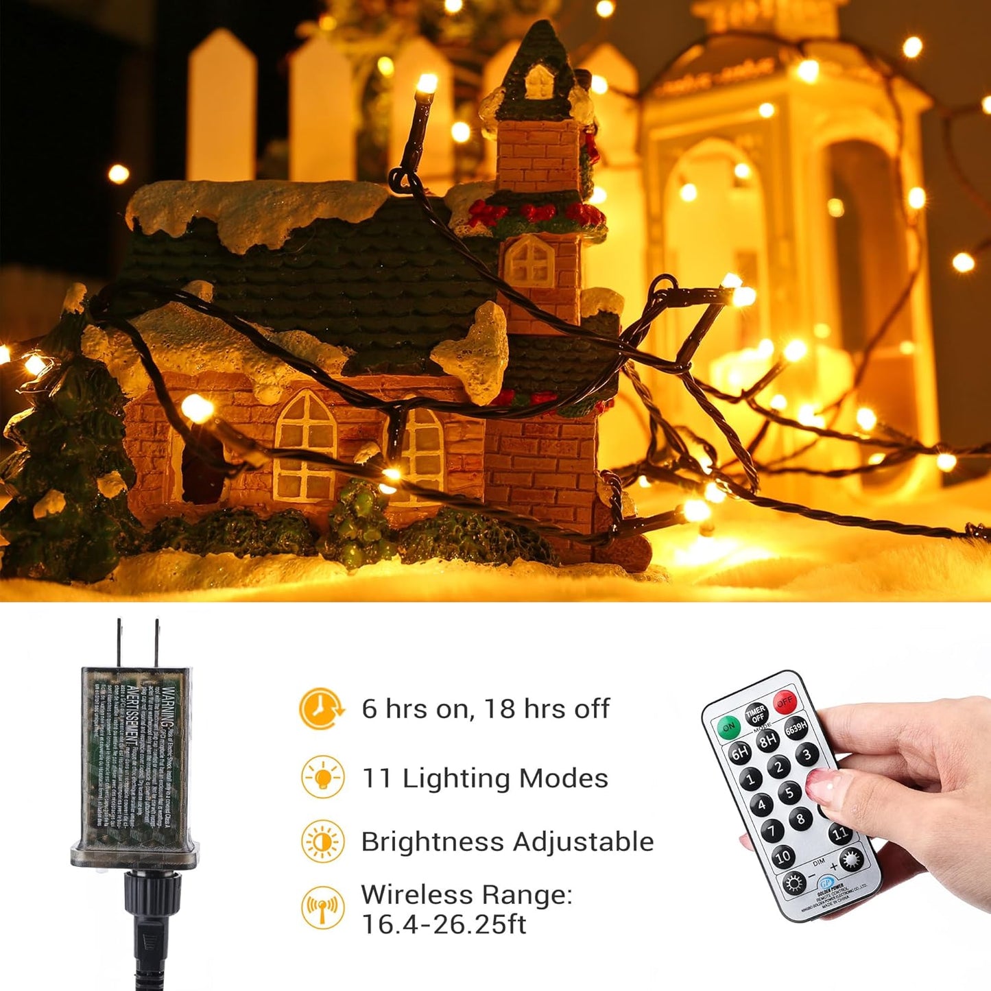 BrizLabs Christmas Lights, 180ft 500 LED Color Changing Christmas Lights with Remote Timer, 11 Modes Warm White & Multicolor LED Light String, Dimmable Decorative Xmas Light for Indoor Outdoor Tree