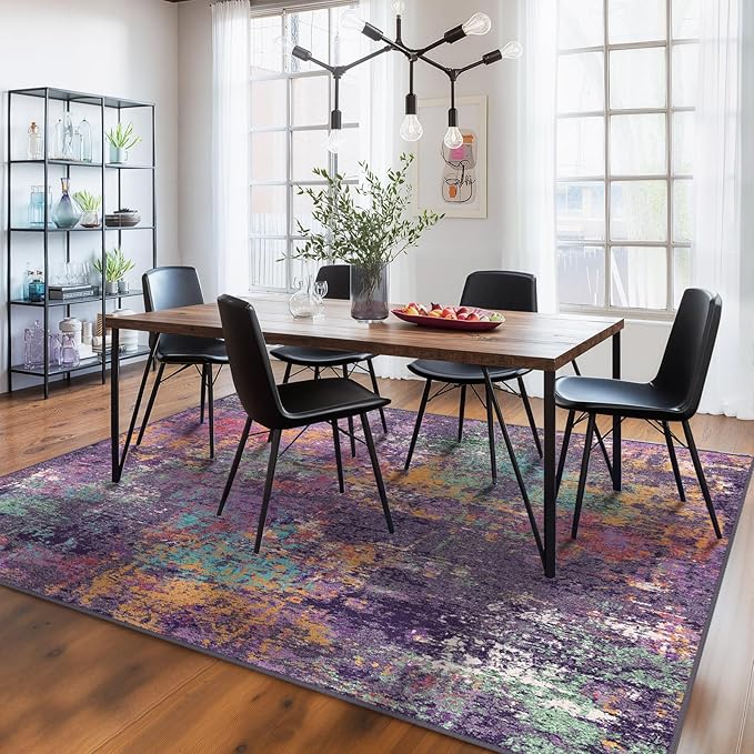 RELEANY Washable Area Rugs 5'x7' Non-Slip Modern Abstract Soft - Image 2