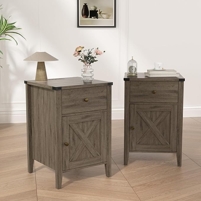 Betterhood Barnwood Rustic Farmhouse Nightstand, Side Table - Image 2
