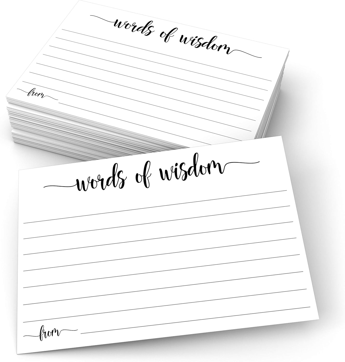 321Done Words of Wisdom Card (50 Cards) 4" x 6" - Blank Advice Cards for Wedding Bridal Shower Baby Shower Mr and Mrs Bride and Groom Graduation - Made in USA - White