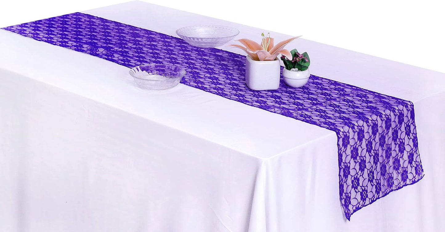 MDS Pack of 15 Wedding 12 x 108 inches Lace Table Runner for Wedding, Decorations for Birthday Parties, Banquets, Graduations, Engagements, and Runners fit Rectangle, Round Table- Royal Blue