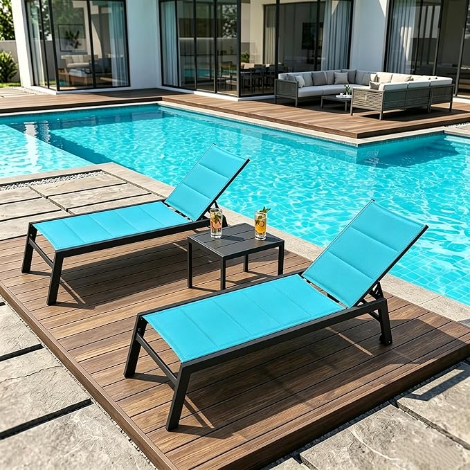 PURPLE LEAF Outdoor Chaise Lounge Set of 2 Aluminum Patio Lounge Chair by PURPLELEAF