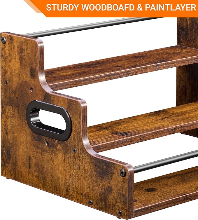YQBRAO [Upgraded Rustic Wood Liquor Bottle Display Shelf, 3-Tier Liquor Shelf - Image 8