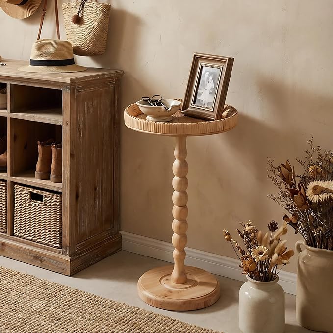 Boho Rattan Round Side Table - Image 9