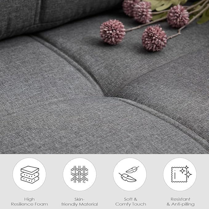 TYBOATLE 65" Small Couches for Bedroom, Mid-Century Modern Tufted Comfy - Image 3