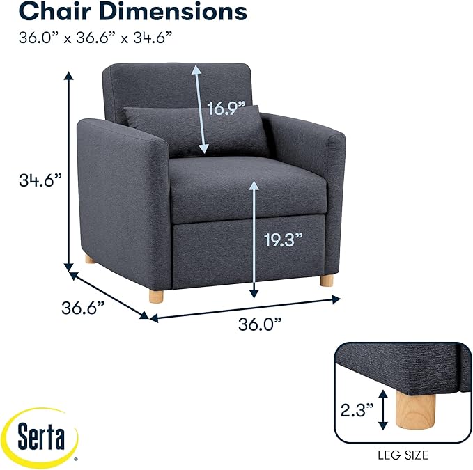 Serta® Corwin 36" Convertible Accent Chair, Dreamcoil® Comfort, FingerGuard® - Image 2