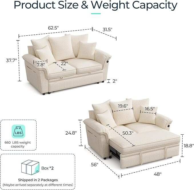 LINSY HOME Sectional Loveseat Sofa - Image 2