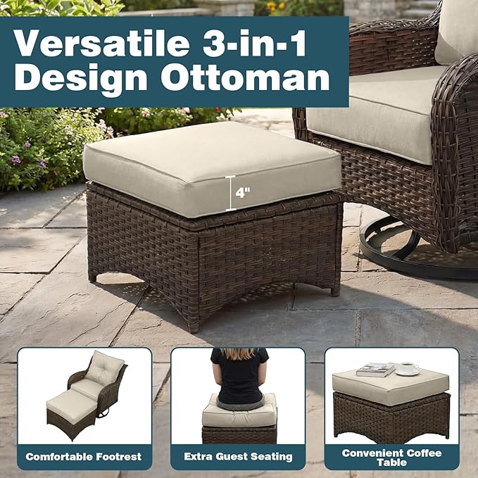 Patio Furniture Set, High Back Swivel Rocker Chairs, Weather Resistant Olefin - Image 9