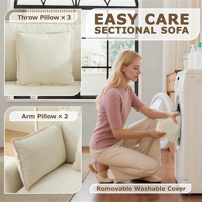 113” Modular Sectional Sofa, L Shaped Cloud Couch - Image 7