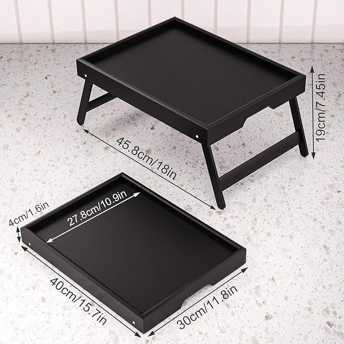 Fibogollo 2 Pack Bamboo Bed Tray Table - Image 2