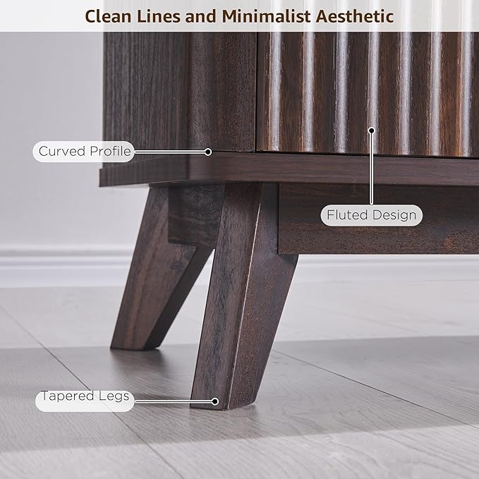 OKD 70" Mid Century Modern Fluted TV Stand, Entertainment Center, Media Console - Image 5
