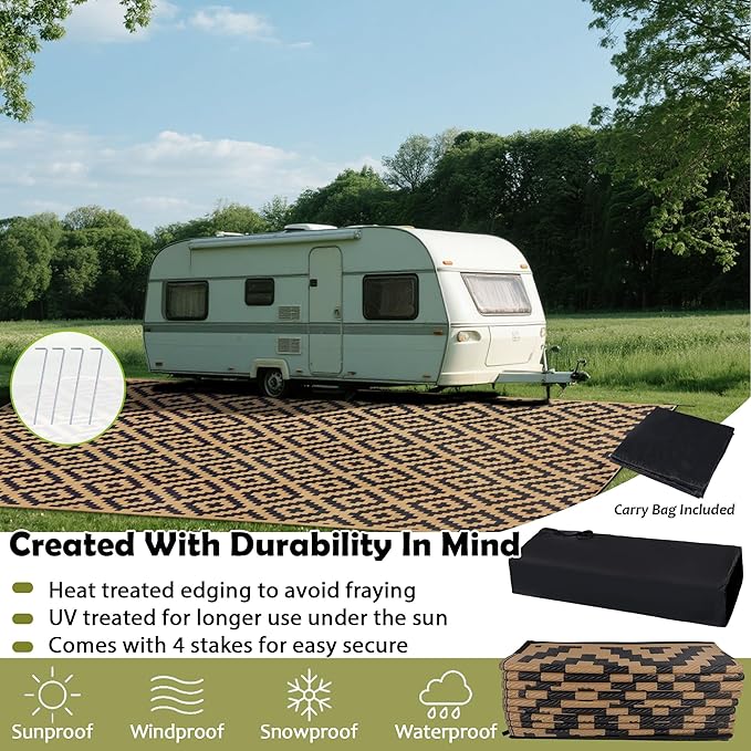 SAND MINE Reversible Mats, Plastic Straw Rug, Modern Area Rug, Large Floor Mat - Image 4