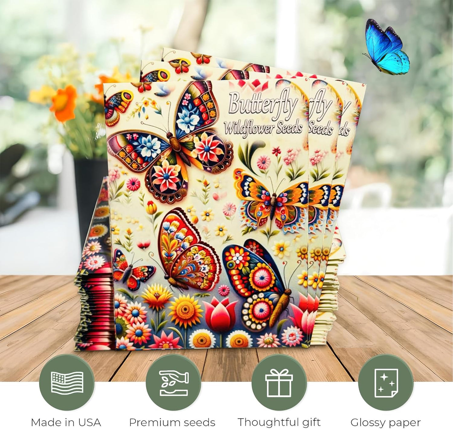 Pollinator Paradise Seed Mix (20 Packs) Seeds Packets for Humming Birds, Butterflies and Bees - Ideal for Wedding Party Favors Bridal Shower School Events Thank You Corporate Event Memorials