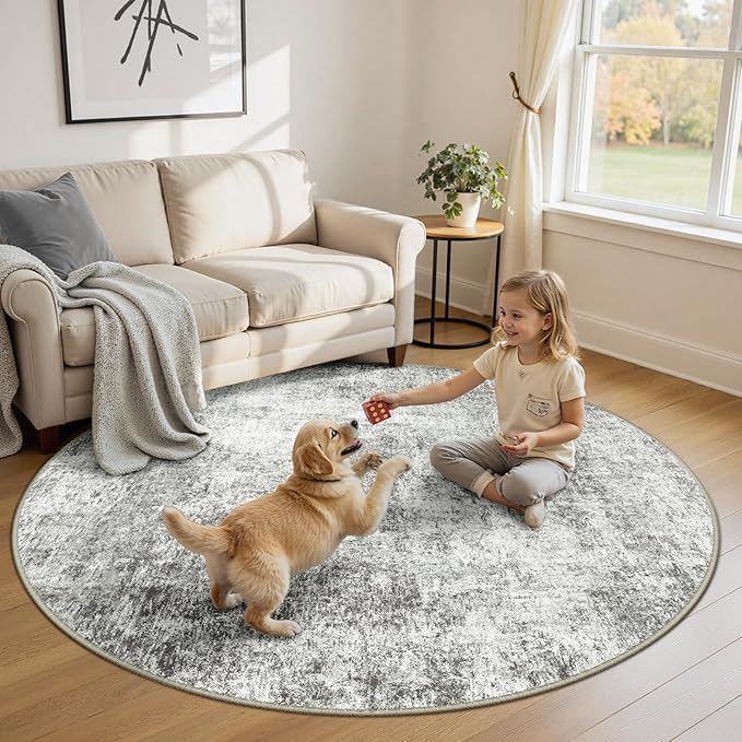 RELEANY Washable Area Rugs 6ft Non-Slip Modern Abstract Soft by RELEANY