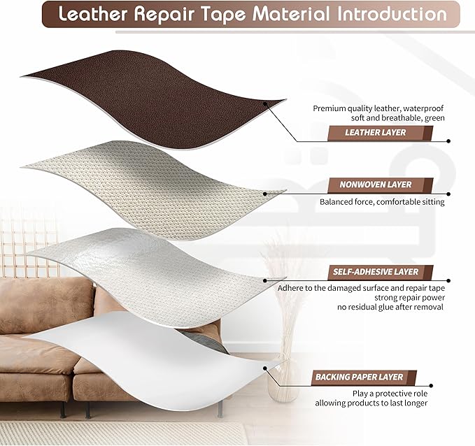 KING MOUNTAIN Leather Repair Patch, 2 Packs 9 x 11 Inches self Adhesive Leather - Image 3