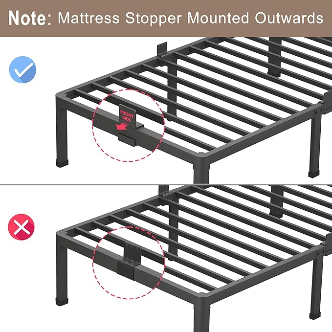 ROIL 4 inch King Size Bed Frame Metal Platform No Box Spring Needed - Image 6