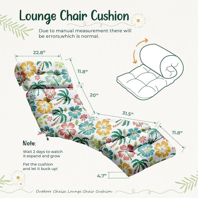 Outdoor Chaise Lounge Chair Cushion 75.1 x 22.8 x 4.7 Inches 100% Waterproof - Image 2