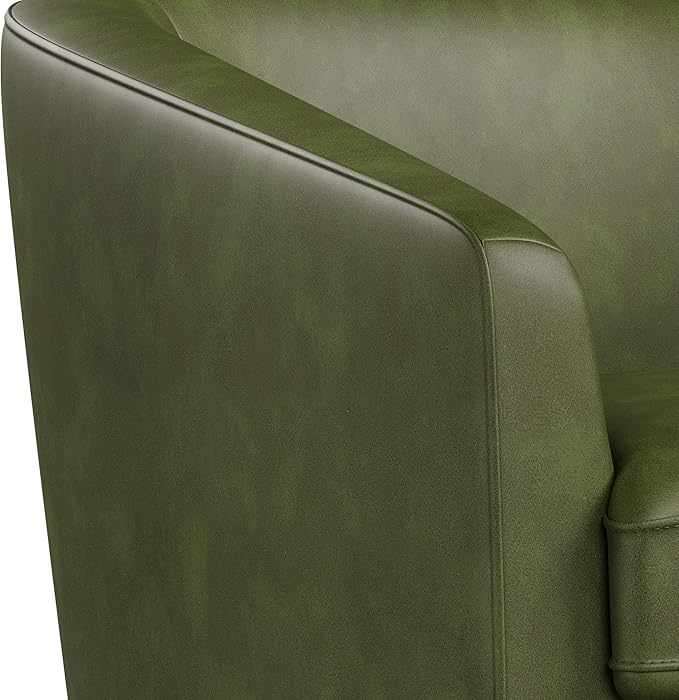 Swivel Barrel Accent Chair, Round Faux Leather Living Room Arm Chairs, Modern - Image 9
