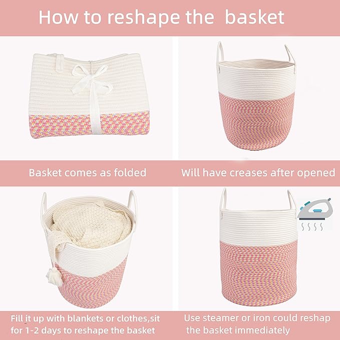 XUANGUO Cotton Rope Laundry Basket Hamper - Image 6