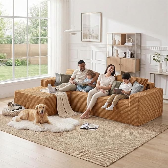 108" Boneless Couch Modular Sectional Sofa, L-Shaped Couch - Image 5
