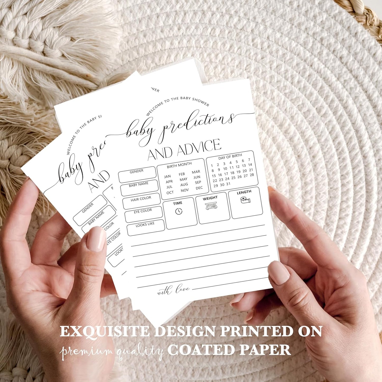 Advice For New Parents Baby Shower, Baby Predictions & Advice Cards For Baby Shower Games Activities, Wishes for Baby, 25 Double-Sided Thick Cards – Minimalist A03