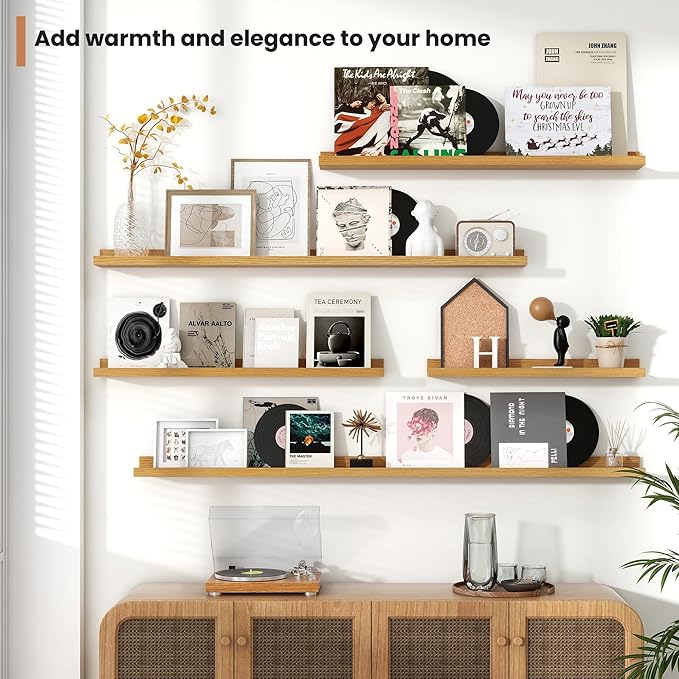 Fun Memories Picture Ledge Shelves Set of 2, 55 Inch Rustic Wall Mounted - Image 7