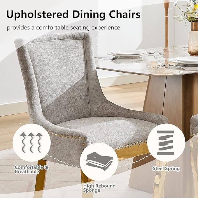 Upholstered Dining Chairs Set of 2, Modern Fabric Side Chairs - Image 4