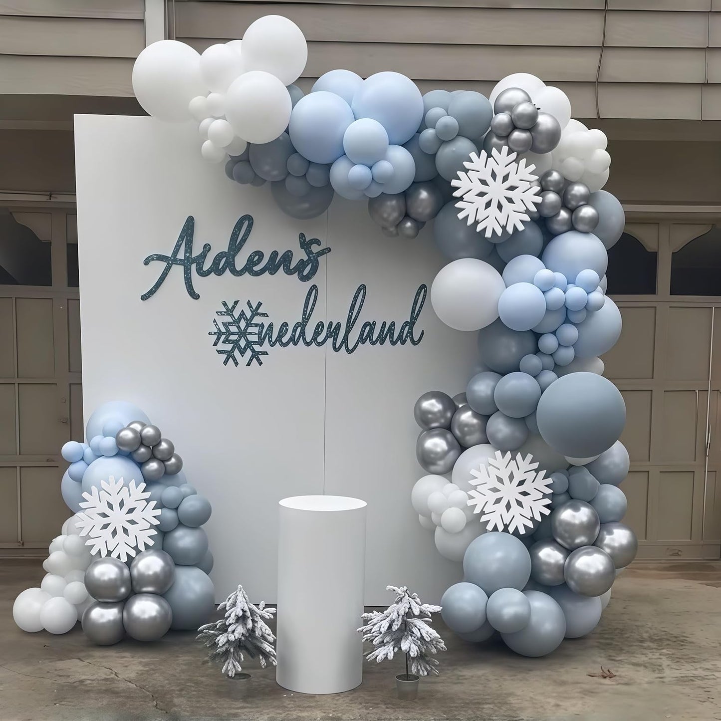 Winter Wonderland Balloons, 60PCS Blue White Snowflakes for Ice Wonderland Christmas Baby Shower Princess Theme Birthday Party Decorations Supplies