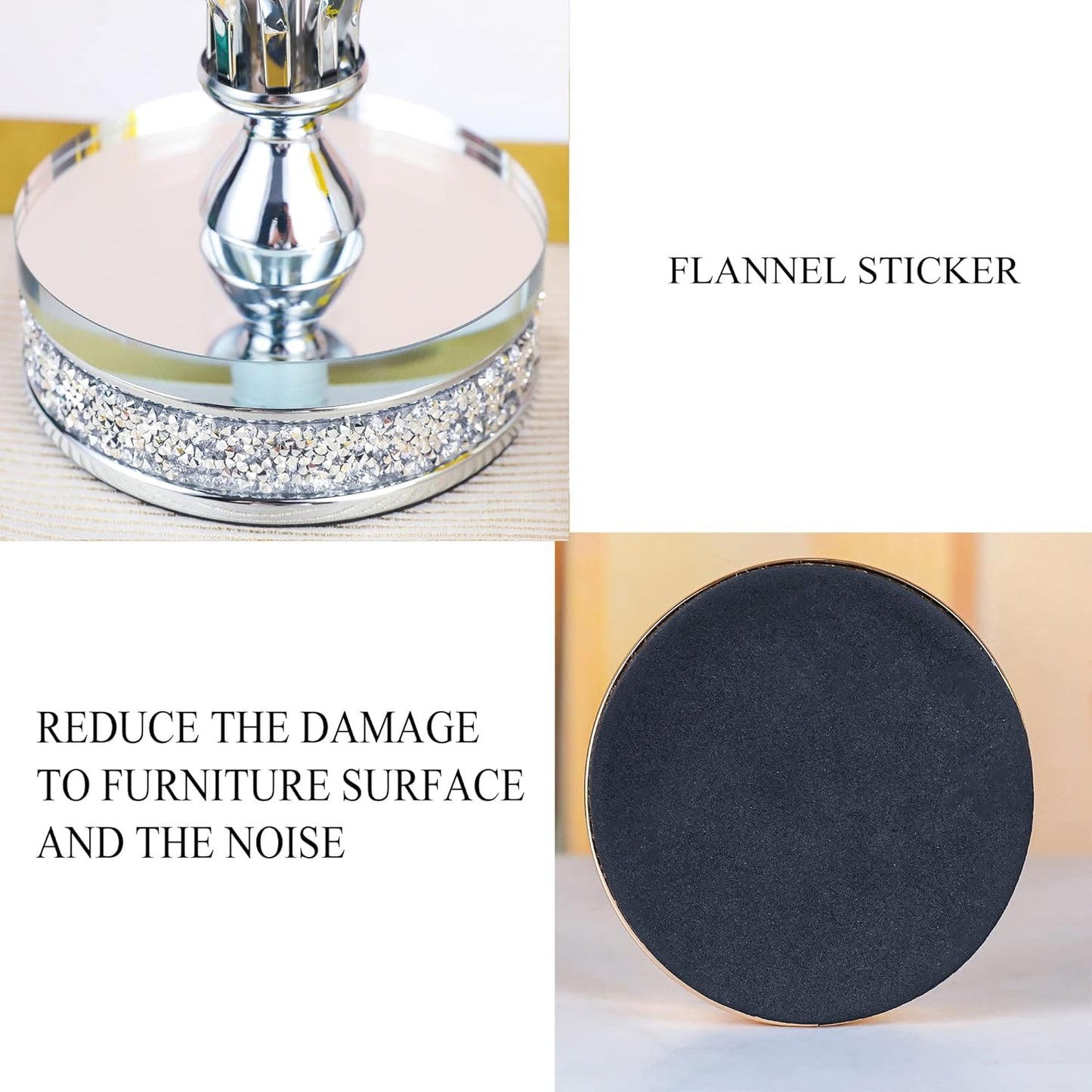 Hanjue Crystal Candle Holders for Pillar Candle, Metal Crystal Candle Holder for Home Decor, Centerpieces, Coffee Dining Table CH0509 (Silver (M))