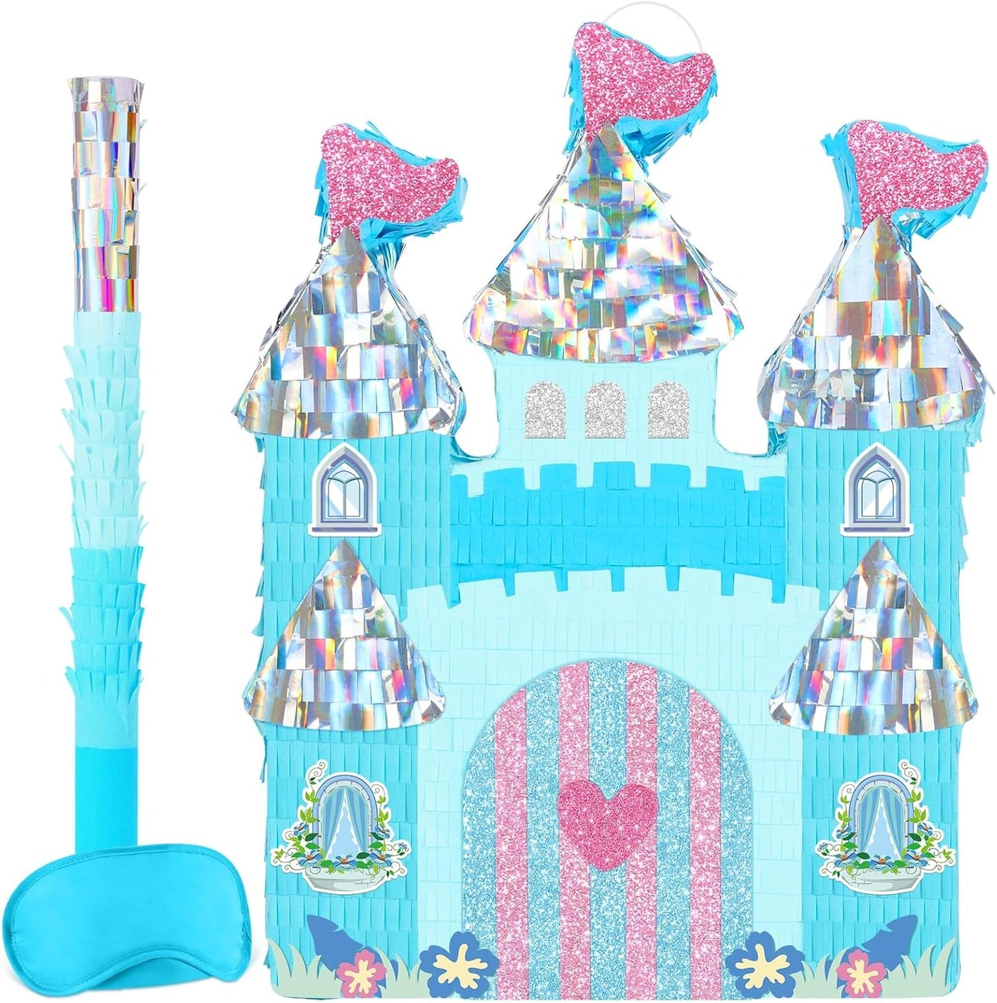 WERNNSAI Princess Castle Pinata - Ice Castle Pinata Blue Princess Party Decorations for Girls Birthday Party Game Magical World Birthday Party Decoration Supply Winter Fairy Party Game