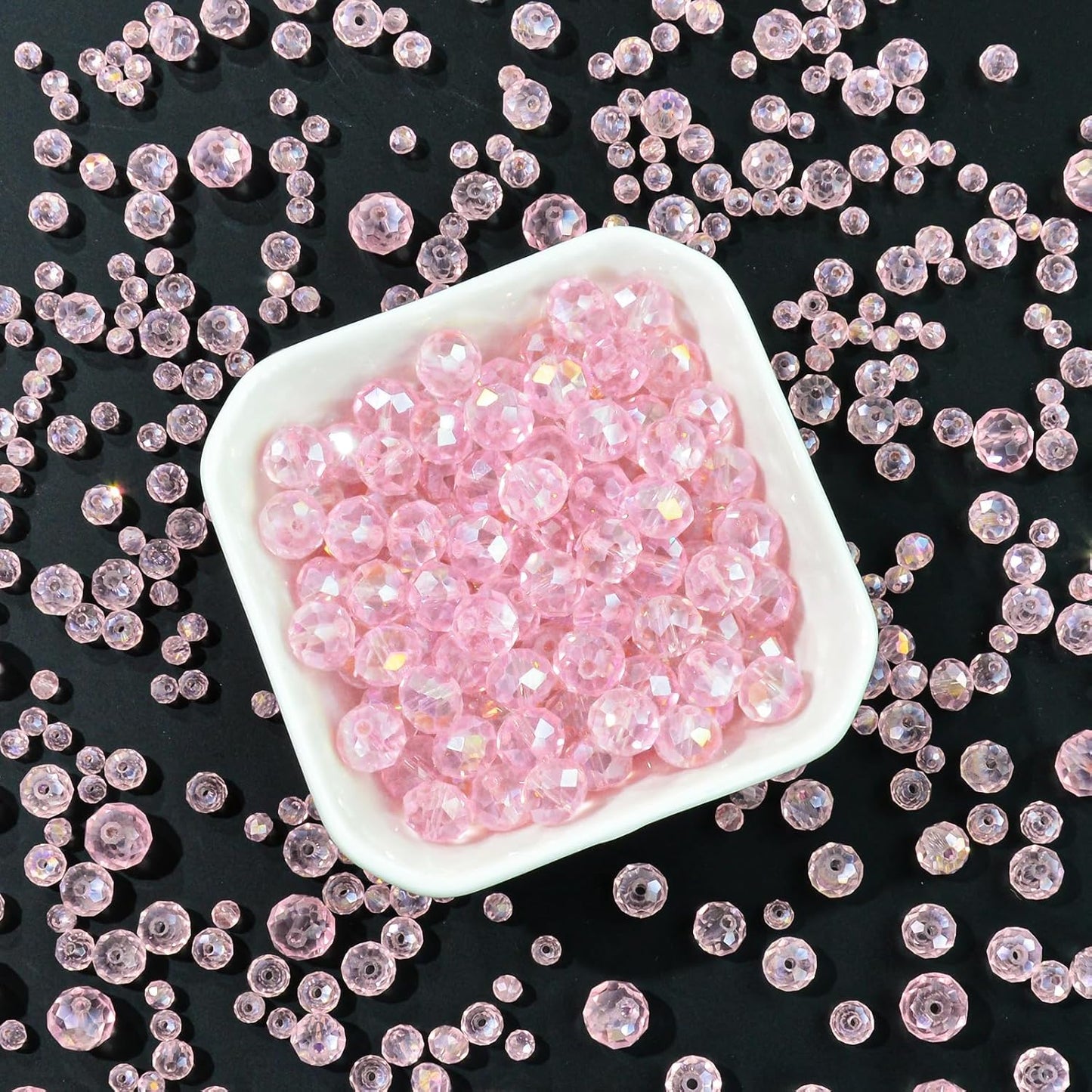 460Pcs 8mm Crystal Glass Beads for Jewelry Making Beads for Bracelets Necklace Pendants Making Supplies(Pink)