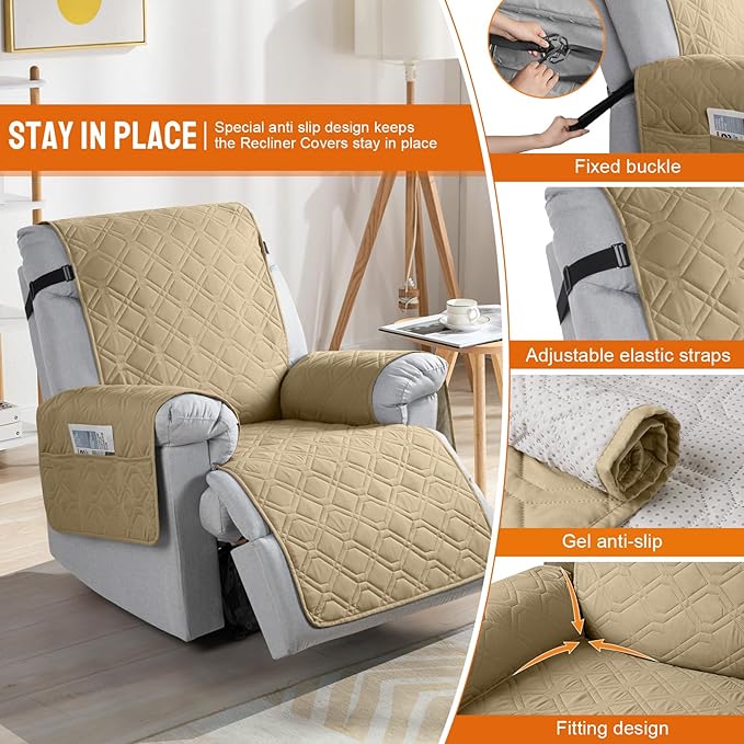 VANSOFY 100% Waterproof Recliner Chair Covers, Recliner Cover Non-Slip Dog - Image 2