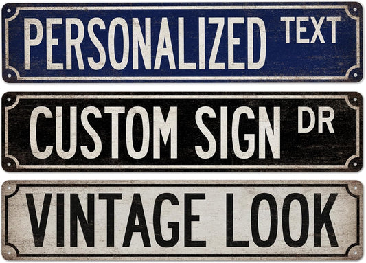 Custom Metal Sign Vintage Looking Personalized Signs - Made In USA - Custom Text Personalized Gifts For Men Gifts For Her Novelty Street Signs 104180016001