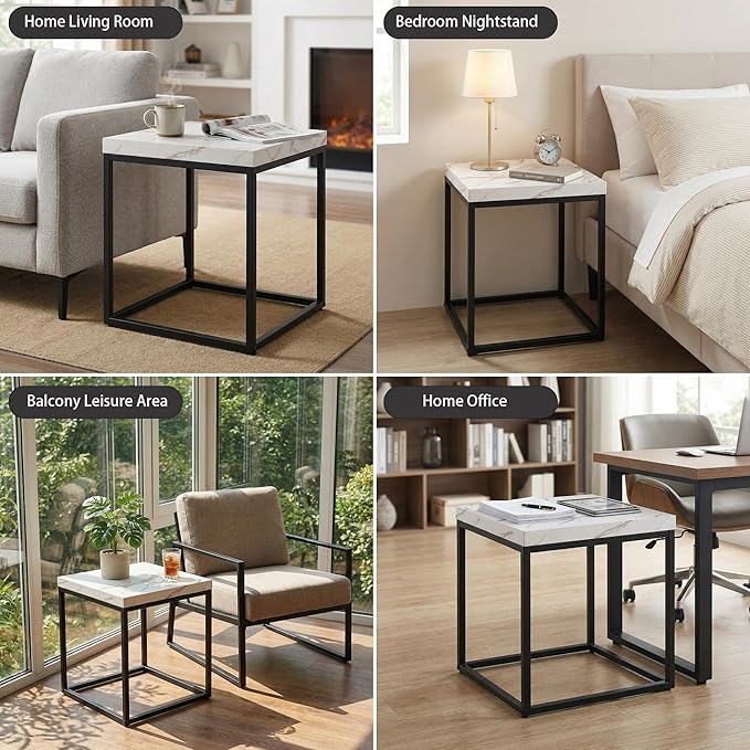 CENSI 18-Inch Marble Accent End Table/Side Table - Image 4