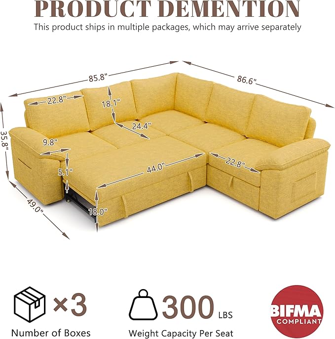 85 Inch Modular Sectional Sofa - Image 3