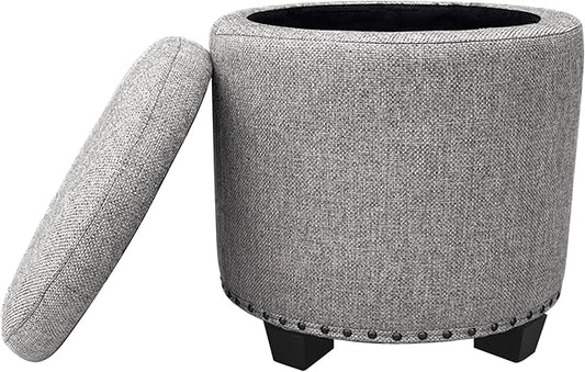 HomePop Home Decor | Upholstered Round Storage Ottoman by HomePop