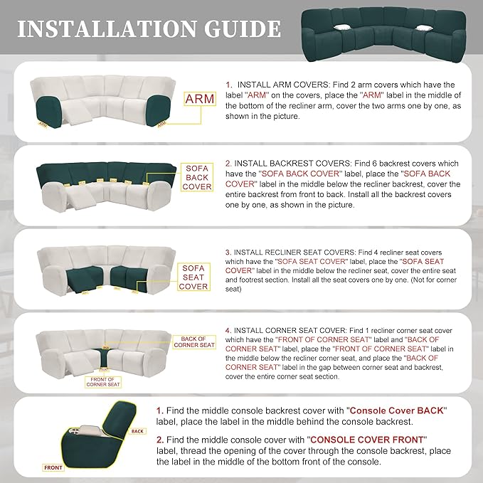 100% Waterproof Sectional Recliner Couch Covers - Image 7